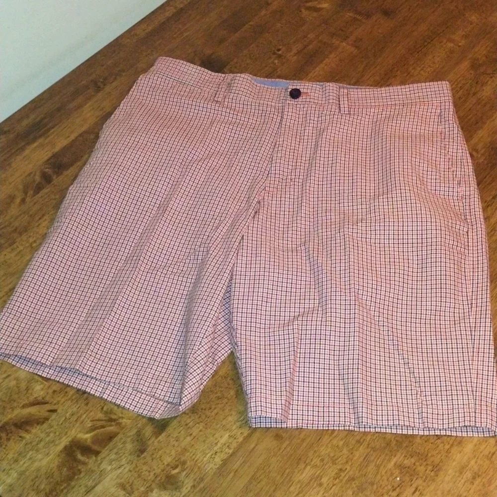 Banana Republic Blue And Orange Plaid Preppy Chino Everyday Short 100% Cotton 36